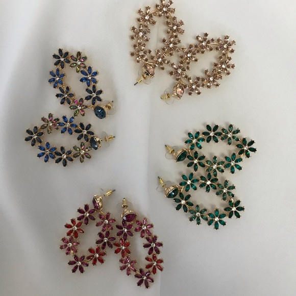 Flower Gold-Tone Drop Earrings - Picture 8 of 14